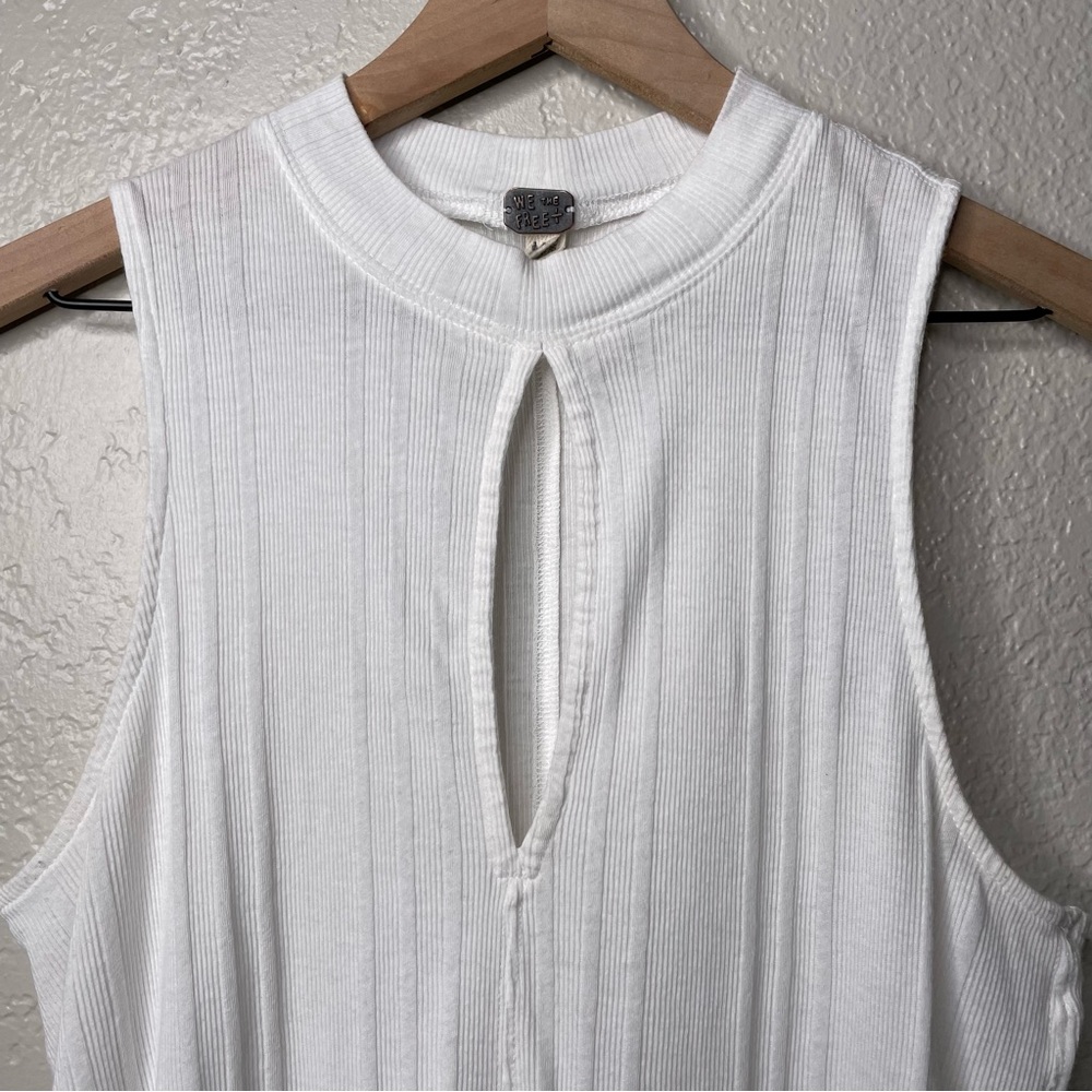 Free People White Ribbed Keyhole Tank Top - Picture 3 of 8